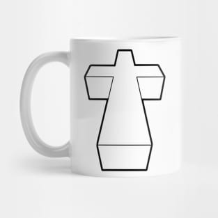 Justice Cross Minimalistic Clean and Simple Black on White Mug